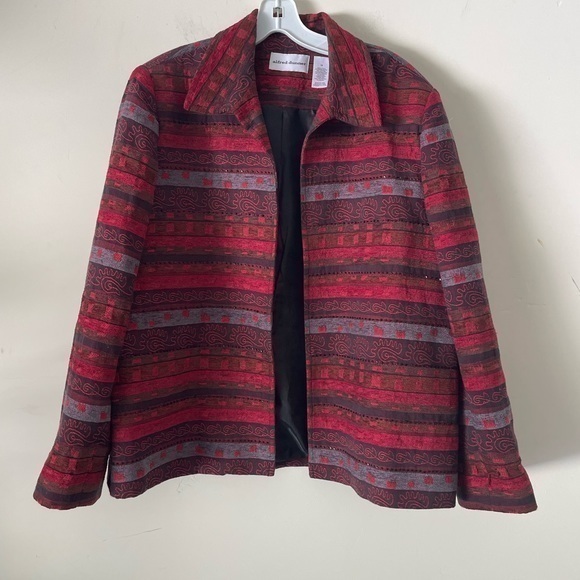 Alfred dunner fall colors blazer interesting pattern with beads - Picture 1 of 3